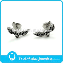 TKB-E0075 Personality Ear Ring Biker Jewelry with Wings Skull Head Stud Earring for Men